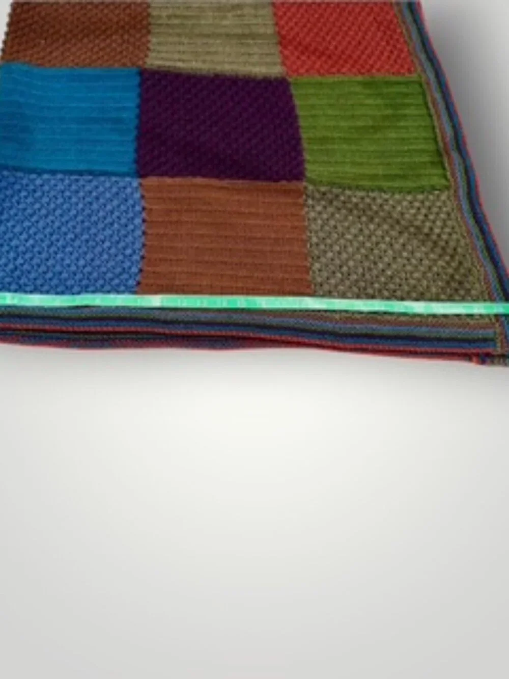 Handmade Patchwork Afghan Knit Blanket Harvest Multicolor Sampler Style 46x59in